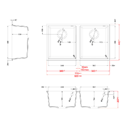 Elleci-Lavello-Incasso-Quadra-200-Sottotop-Keratek-Bianco-White-Assoluto-LKQ20096BSO