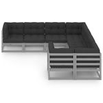 vidaXL-Set-Divani-da-Giardino-8-pz-Grigio-Cuscini-Massello-di-Pino