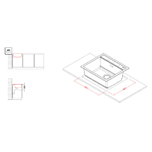 Elleci-Lavello-Incasso-1-vasca-57x51-Best-105-Keratek-Champagne-LKB10595