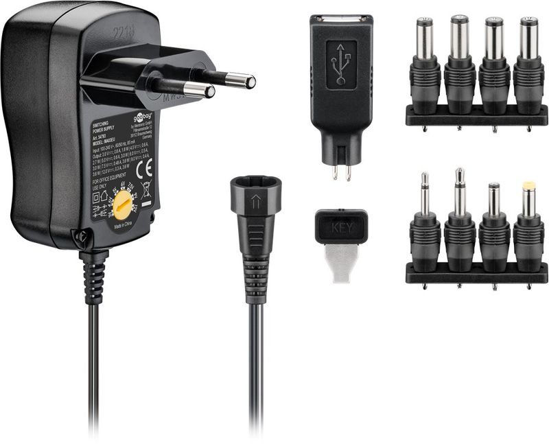 Goobay-NTS-300-MW-3A03-EuP-adattatore-e-invertitore-Interno-Nero--Goobay-Universal-Power-Supply---USB-2.0-plug-3V-12V-3