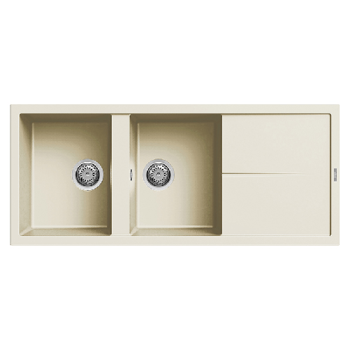 Elleci-Lavello-Incasso-2-vasche-116x50-Unico-500-Granitek-Bianco-Antico-LGU50062