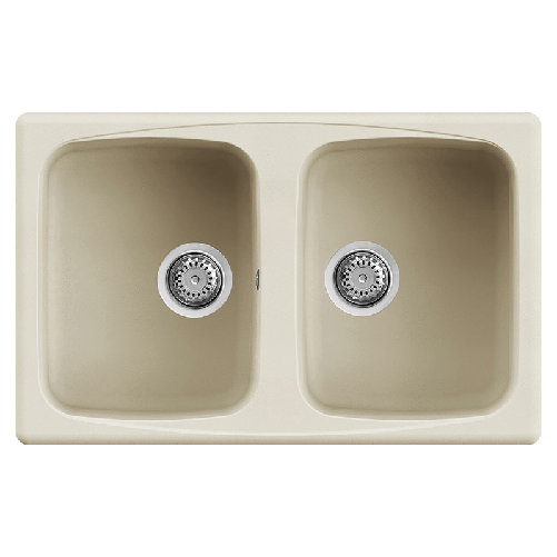 Elleci-Lavello-Incasso-2-vasche-79x50-Master-350-Granitek-Bianco-Antico-LGM35062