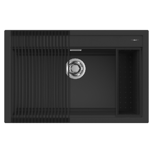 Elleci-Lavello-Incasso-1-vasca-79x51-Best-130-Bundle-Granitek-Nero-LGB13040K2