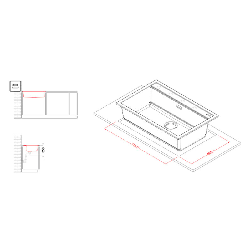 Elleci-Lavello-Incasso-1-vasca-79x51-Best-130-Bundle-Granitek-Nero-LGB13040K2