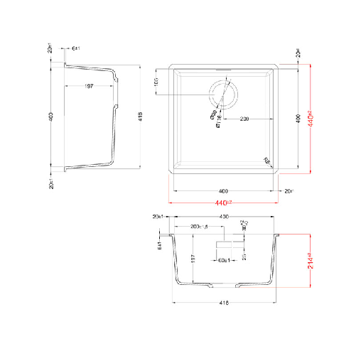 Elleci-Lavello-Incasso-1-vasca-44x44-Integra-102-Keratek-Grigio-Dove-Grey-LKQ10293BIN