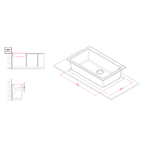 Elleci-Lavello-Incasso-1-vasca-79x50-Quadra-130-Granitek-Grigio-Aluminium-LMQ13079