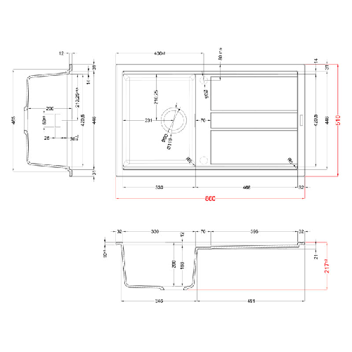 Elleci-Lavello-Incasso-1-vasca-86x51-Best-400-Granitek-Grigio-Aluminium-LMB40079