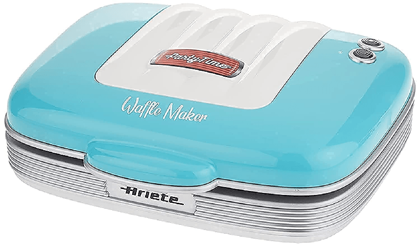 Ariete 1973 Waffle Maker Party Time - Piastra Elettrica per Waffle - Piastre Antiaderenti - 700 Watt - Azzurro