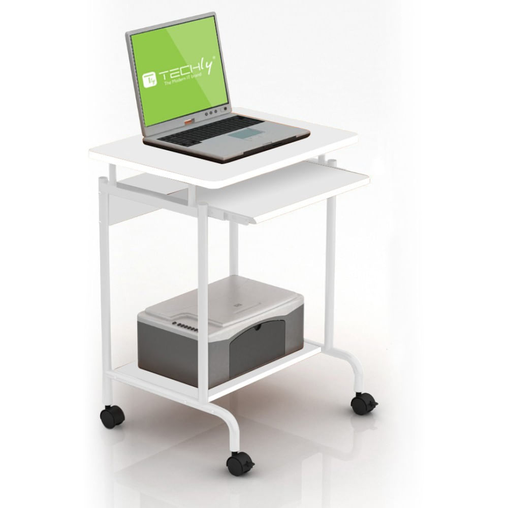 Techly Scrivania Mobile Compact Techly per Computer Bianco