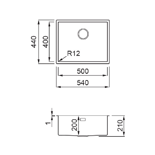 Elleci-Lavello-Incasso-1-vasca-54x44-Esprit-500-Satinata-Inox-LIE500SAC
