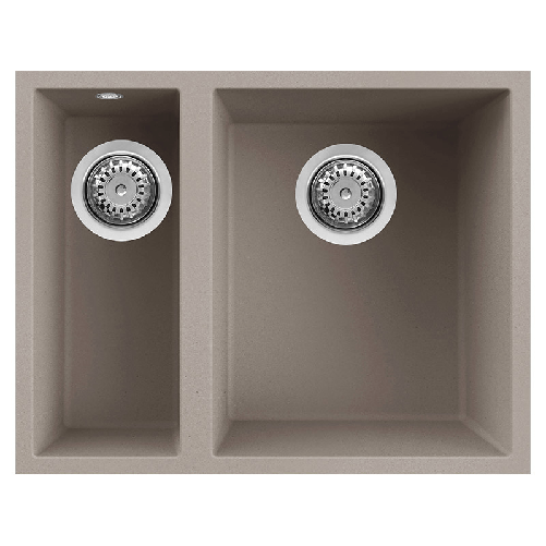 Elleci-Lavello-Incasso-2-vasche-56x44-Quadra-150-Sottotop-Granitek-Grigio-Tortora-LGQ15043BSO