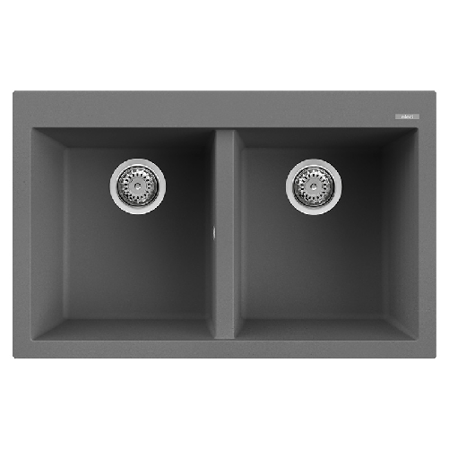 Elleci-Lavello-Incasso-2-vasche-79x50-Quadra-350-Keratek-Grigio-Dark-Grey-LKQ35099