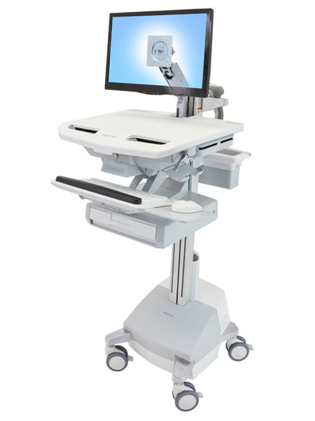 Ergotron StyleView Alluminio, Grigio, Bianco Pannello piatto Carrello multimediale