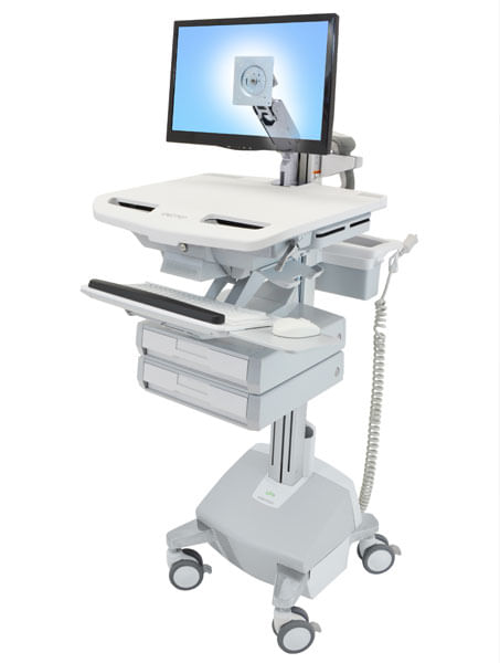 Ergotron StyleView Alluminio, Grigio, Bianco Pannello piatto Carrello multimediale