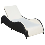 Lettino-Prendisole-con-Cuscino-in-Polyrattan-Nero