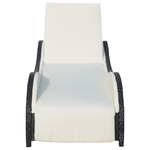 Lettino-Prendisole-con-Cuscino-in-Polyrattan-Nero