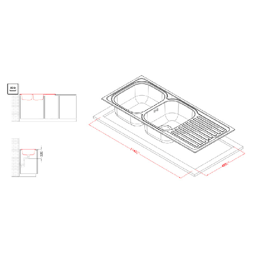 Elleci-Lavello-Incasso-2-vasche-116x50-Sky-500-Vasche-a-Sinistra-Satinata-Acciaio-Inox-LIK500SACSX