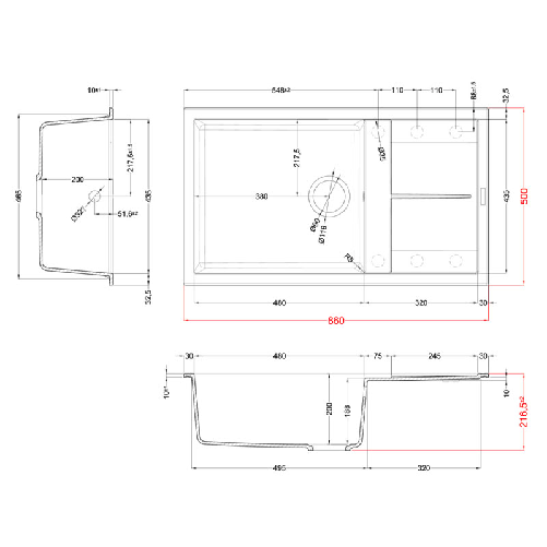 Elleci-Lavello-Incasso-1-vasca-86x50-Unico-410-Granitek-Antracite-LGU41059