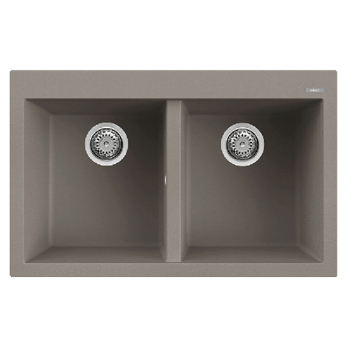 Elleci-Lavello-Incasso-2-vasche-79x50-Quadra-350-Keratek-Grigio-Dove-Grey-LKQ35093