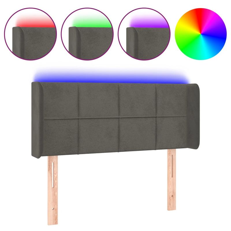 Testiera-a-LED-Grigio-Scuro-93x16x78-88-cm-in-Velluto