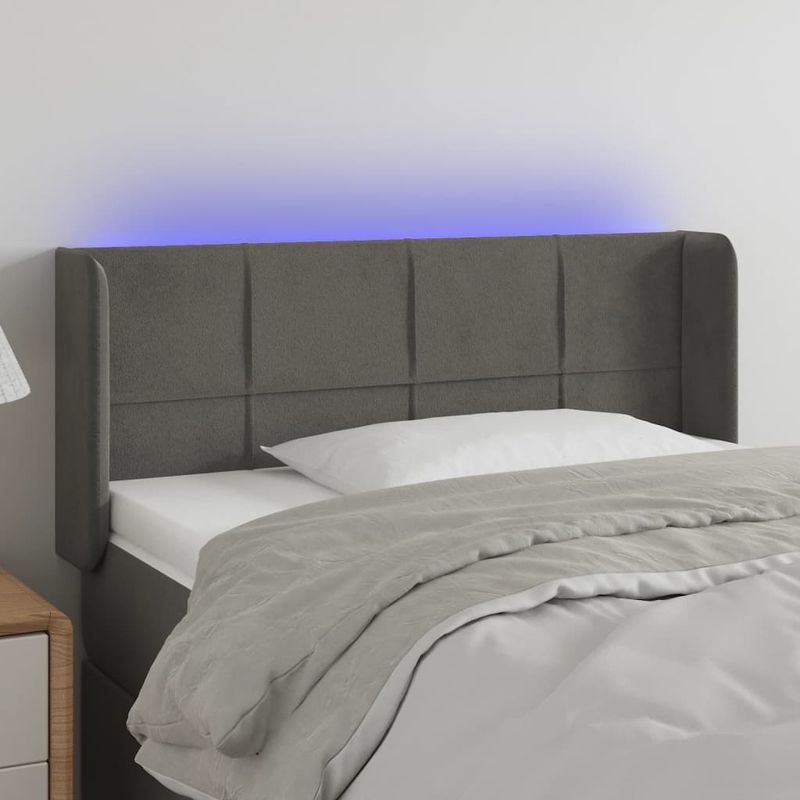 Testiera-a-LED-Grigio-Scuro-93x16x78-88-cm-in-Velluto