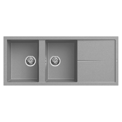 Elleci-Lavello-Incasso-2-vasche-116x50-Unico-500-Granitek-Grigio-Cemento-LGU50048