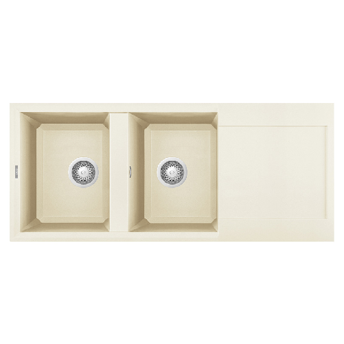 Elleci-Lavello-Incasso-2-vasche-116x50-Easy-500-Granitek-Bianco-Antico-LGY50062