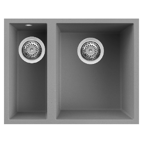 Elleci-Lavello-Incasso-2-vasche-56x44-Quadra-150-Sottotop-Granitek-Grigio-Cemento-LGQ15048BSO