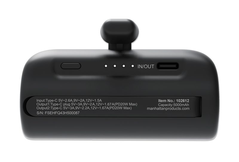 Manhattan-102612-batteria-portatile-Ioni-di-Litio-5000-mAh-Nero
