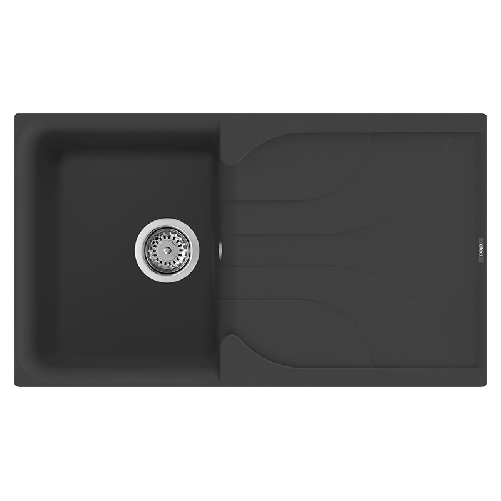 Elleci-Lavello-Incasso-1-vasca-86x50-Ego-400-Granitek-Nero-LGE40040