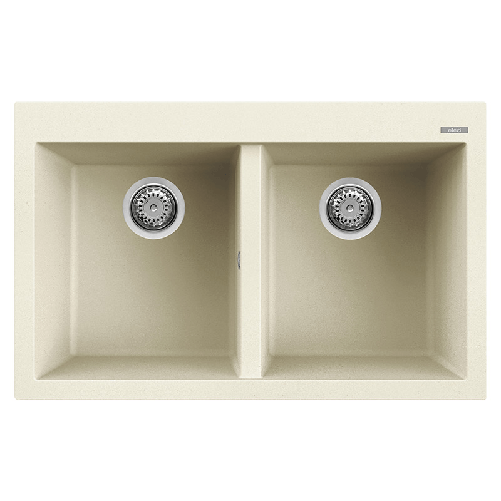 Elleci-Lavello-Incasso-2-vasche-79x50-Quadra-350-Granitek-Bianco-Antico-LGQ35062