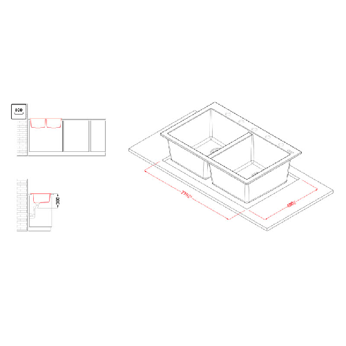 Elleci-Lavello-Incasso-2-vasche-79x50-Quadra-350-Granitek-Bianco-Antico-LGQ35062