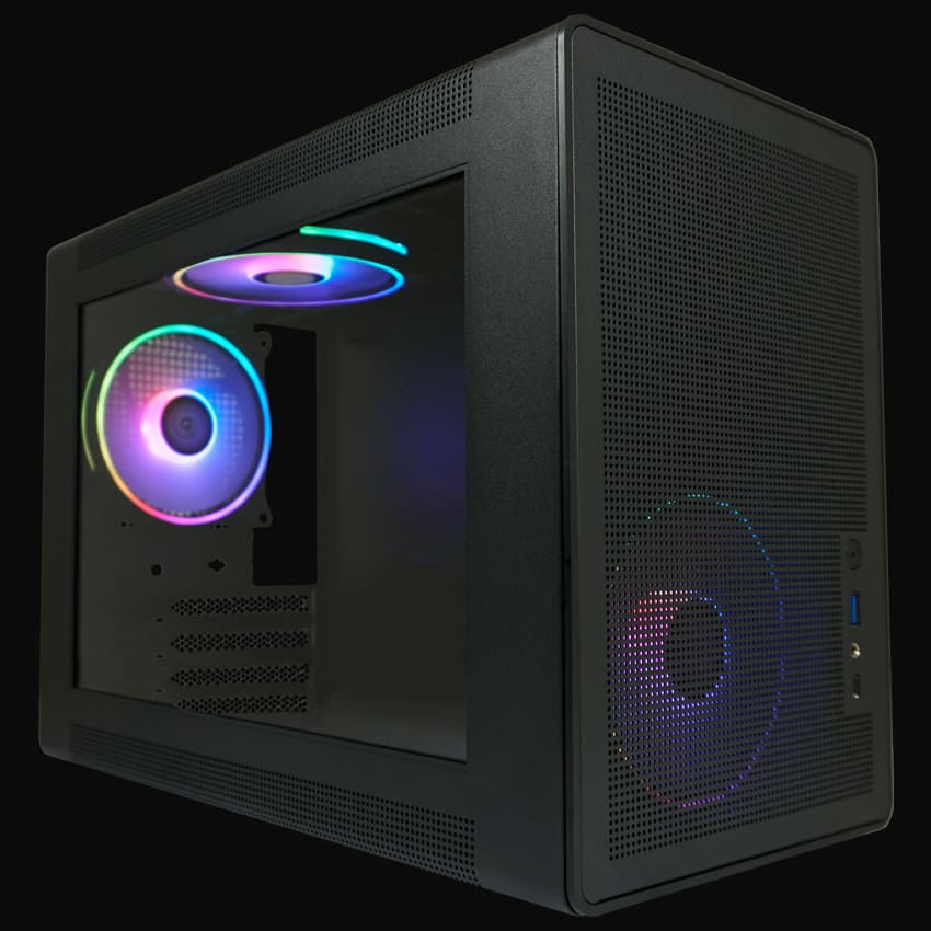 Lc-Power Custodia Micro-ATX 716MB Gaming nero USB3.2/Audio, senza alimentatore, Amplified_X