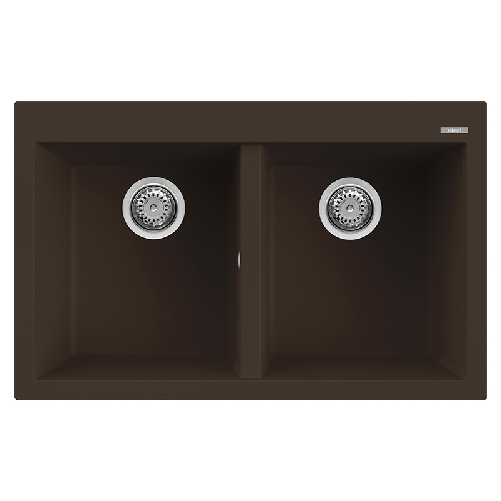 Elleci-Lavello-Incasso-2-vasche-79x50-Quadra-350-Granitek-Espresso-Marrone-LGQ35078
