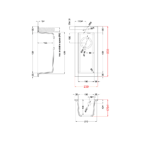 Elleci-Lavello-Incasso-1-vasca-23x50-Quadra-50-Granitek-Bianco-Antico-LGQ05062