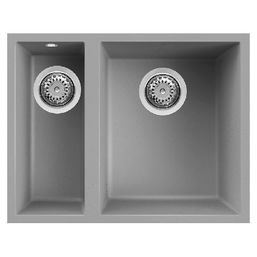 Elleci-Lavello-Incasso-2-vasche-56x44-Quadra-150-Sottotop-Keratek-Grigio-Light-Grey-LKQ15097BSO