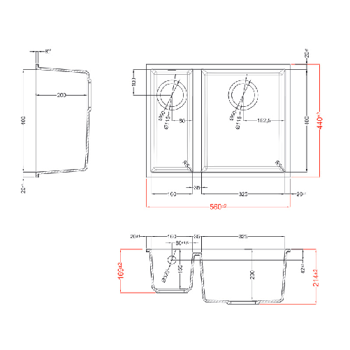Elleci-Lavello-Incasso-2-vasche-56x44-Quadra-150-Sottotop-Keratek-Grigio-Light-Grey-LKQ15097BSO