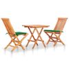 vidaXL-Set-da-Bistrot-3-pz-con-Cuscini-Verdi-in-Legno-Massello-di-Teak