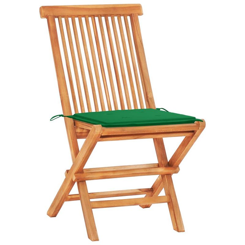 vidaXL-Set-da-Bistrot-3-pz-con-Cuscini-Verdi-in-Legno-Massello-di-Teak