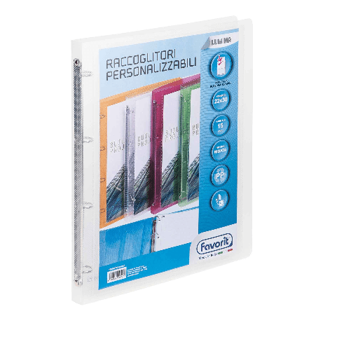 FAVORIT-Racc.-personalizzabile-Lumina-22X30-4-anelli-tondi-D15-PP-trasparente-Favorit