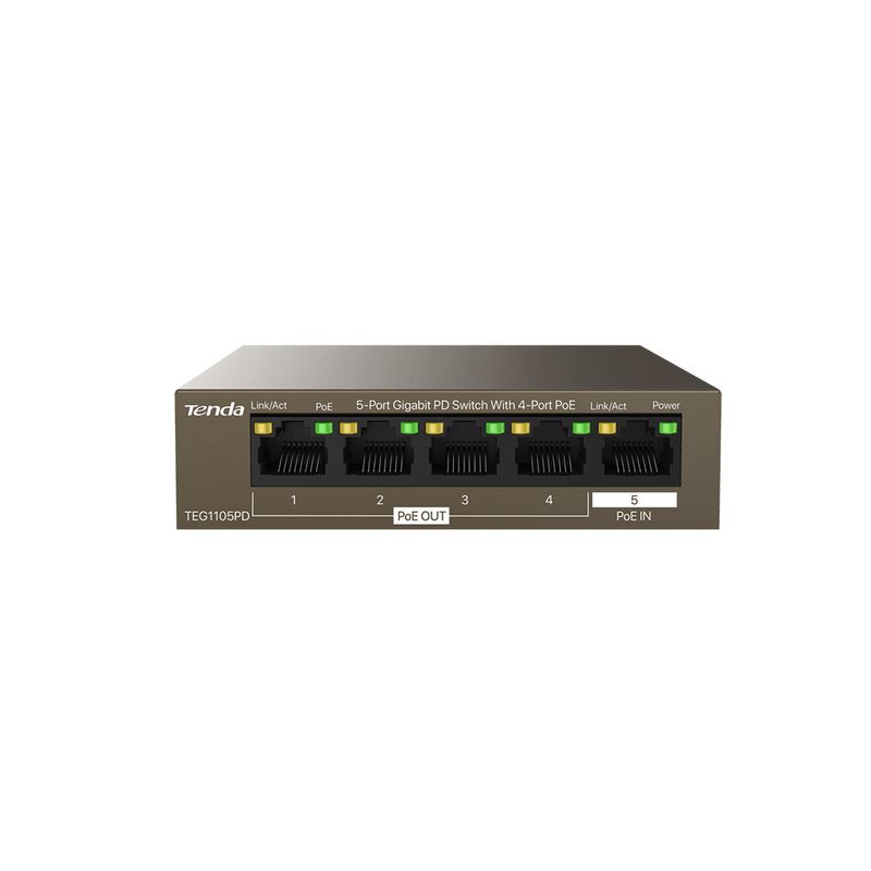 SWITCH-TENDA-TEG1105PD-5P-LAN-GIGABIT-PD-DESKTOP-CON-4P-PoE