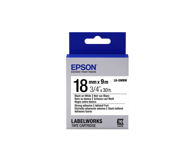 Epson-Nastro-fondo-Bianco-per-testo-Nero-altamente-adesivo-18-9-LK-5WBW