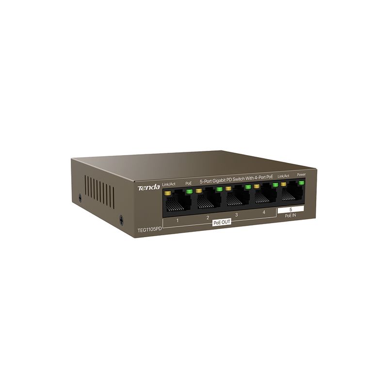 SWITCH-TENDA-TEG1105PD-5P-LAN-GIGABIT-PD-DESKTOP-CON-4P-PoE