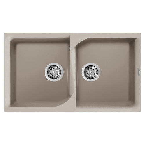 Elleci-Lavello-Incasso-2-vasche-86x50-Ego-450-Granitek-Grigio-Tortora-LGE45043
