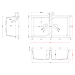 Elleci-Lavello-Incasso-2-vasche-86x50-Ego-450-Granitek-Grigio-Aluminium-LME45079