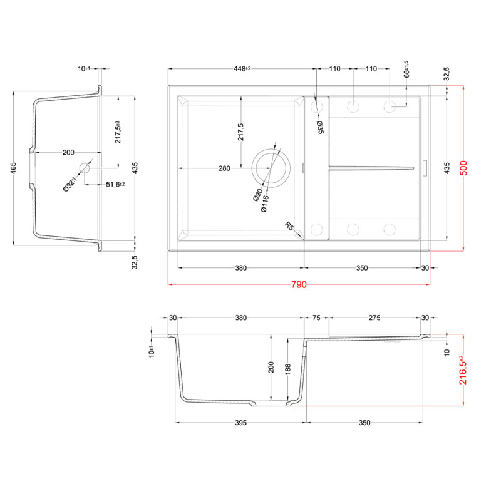 Elleci-Lavello-Incasso-1-vasca-79x50-Unico-300-Granitek-Bianco-Antico-LGU30062
