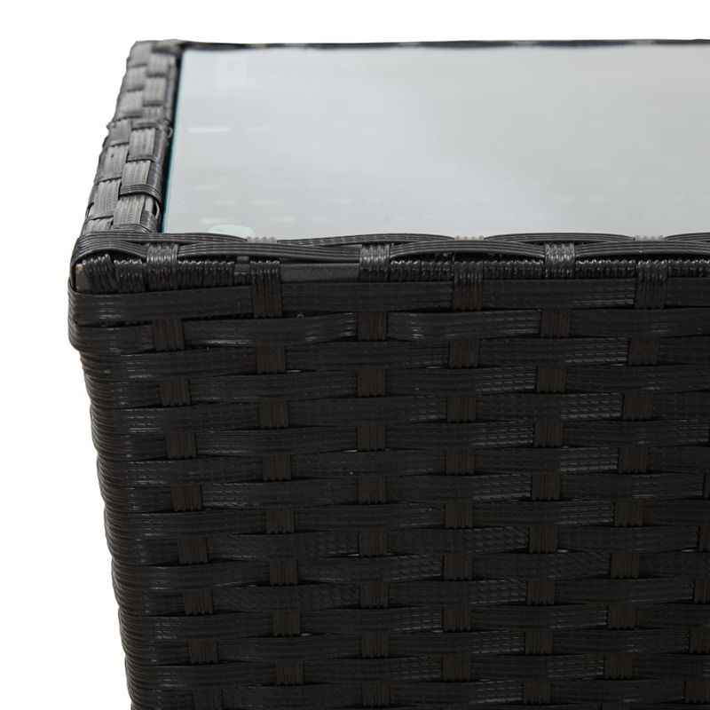 Set-da-Bistrot-per-Giardino-5pz-Polyrattan-Vetro-Temperato-Nero