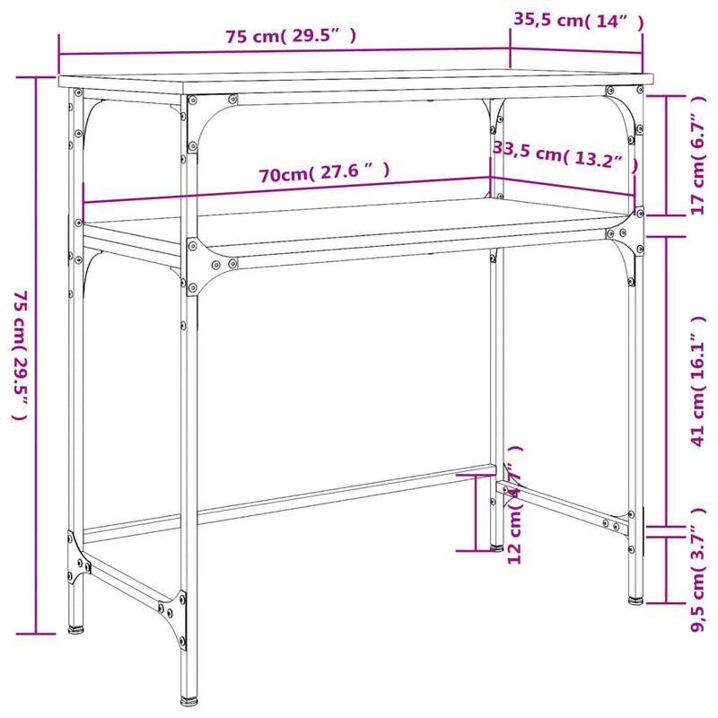 vidaXL-Tavolino-Consolle-Rovere-Fumo-75x355x75cm-in-Legno-Multistrato