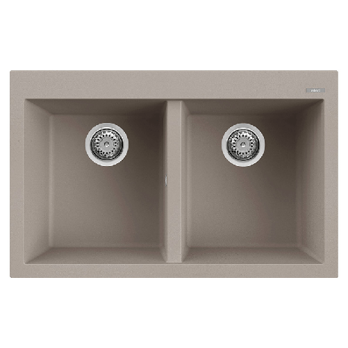 Elleci-Lavello-Incasso-2-vasche-79x50-Quadra-350-Granitek-Grigio-Tortora-LGQ35043