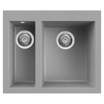 Elleci-Lavello-Incasso-2-vasche-59x50-Quadra-150-Keratek-Grigio-Light-Grey-LKQ15097